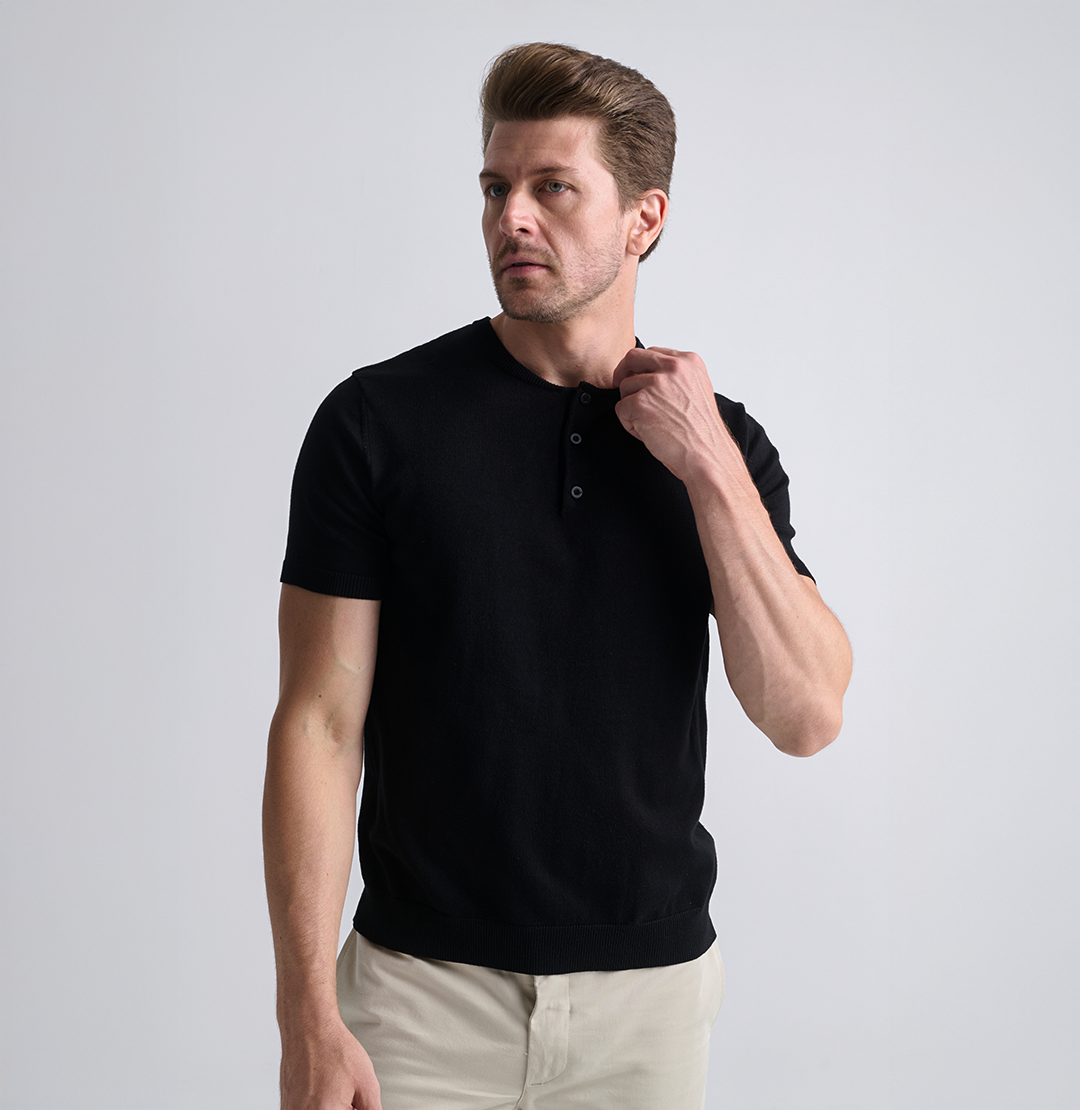 Kit 3x Camisa Henley Tricot Minimal